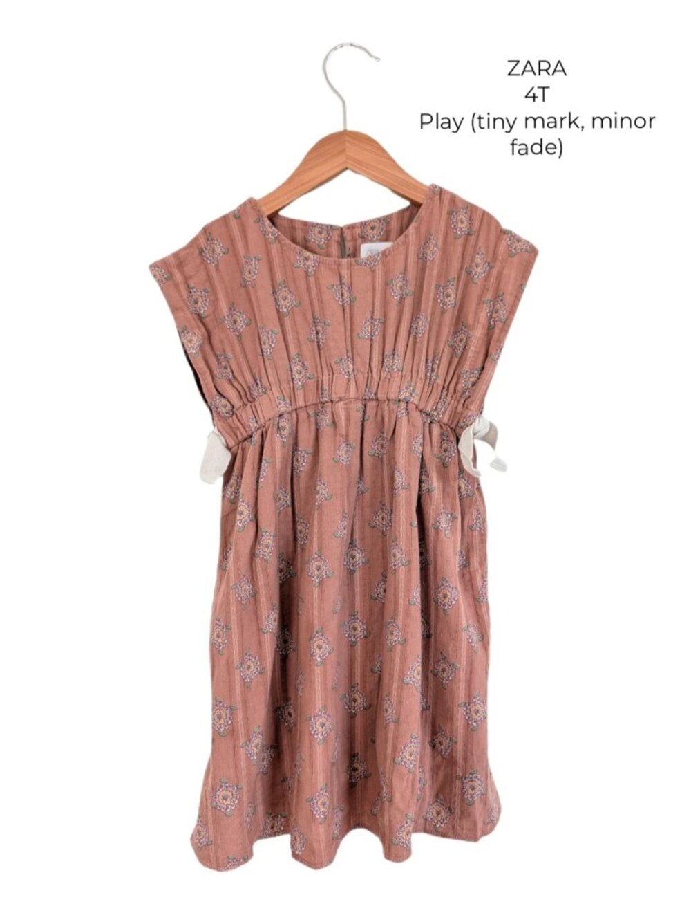 ZARA Brown Boho Floral Eclectic Short Sleeve Dress 4T Girls Dress